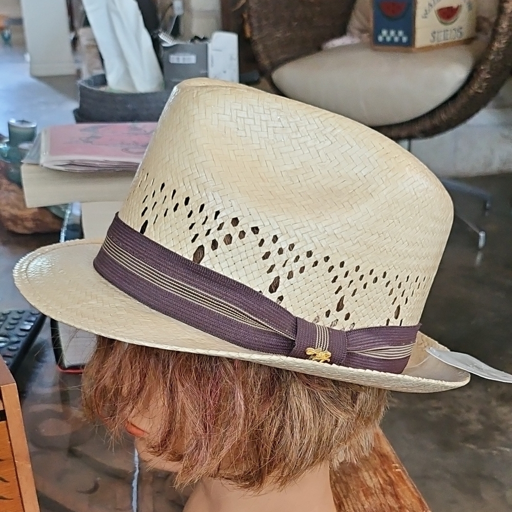New W Tag Augusto Di Zola Tombstone Hard Straw Hat Child Size Small